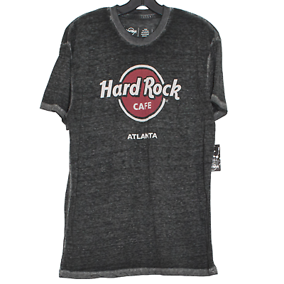 #ad NWT Hard Rock Mens Top Burnout Atlanta Logo Tee Short Sleeve Black Size Large AR $29.98