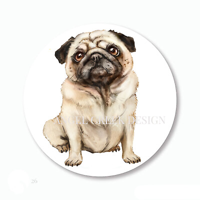 #ad Tan Pug Dog Scrapbook Stickers Dog Favors Pug Labels Envelope Seals $2.19