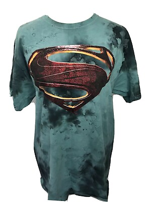 #ad Superman Justice League Front Large Logo Graphic Tye Due T shirt size large $9.99