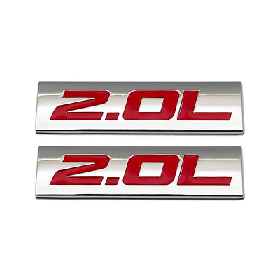 2x Chrome Red 2.0L Logo Metal SUV Sport Engine Emblem Car Trunk Sticker 3D Badge $9.99