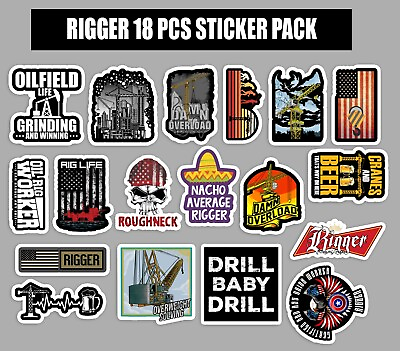 #ad Rigger 18 pcs sticker pack vinyl stickers waterproof laminated $13.99