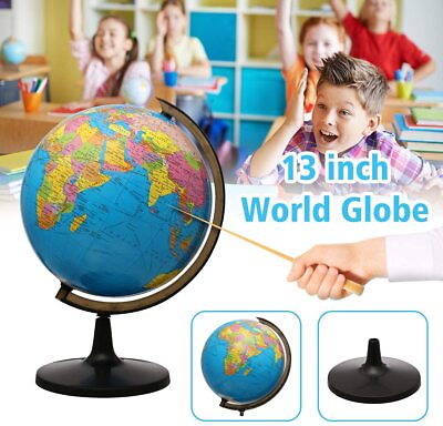 #ad 13#x27;#x27; World Earth Globe w Stand Gift Ocean Rotating World Map Desktop Geography $33.81