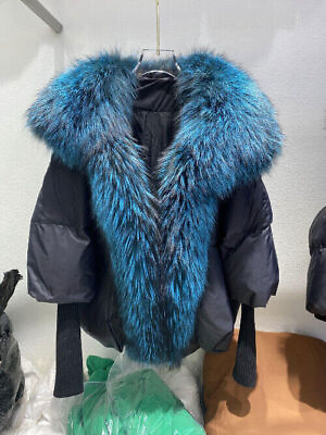 #ad New Winter Women Down Coat Artificial Fur Collar Coat 90% White Duck Down Jacket $178.16