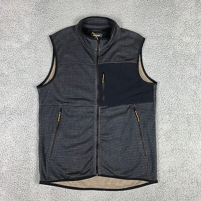 #ad Proof Trail Vest Grid Fleece Mens Medium Grey Black Full Zip Huckberry $118 $54.99