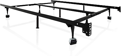#ad Heavy Duty 9 Leg Adjustable Metal Bed Frame with Center Support and Rug Rollers $196.99
