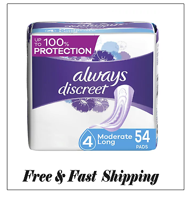 #ad Always Discreet Incontinence Pads for Women Moderate Absorbency Long 54 Ct ✅ $13.88