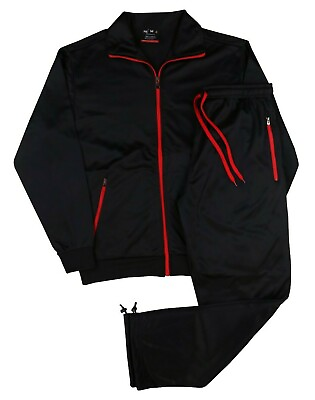 #ad MEN#x27;S CLASSIC OPEN BOTTOM SOLID ACTIVEWEAR JOGGING SPORTSWEAR TRACKSUIT S 5X $44.89