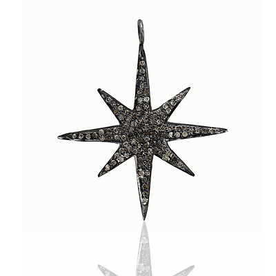 #ad Star Burst Natural Diamond Charm Pendant 925 Silver Findings Designer Jewelry $159.30