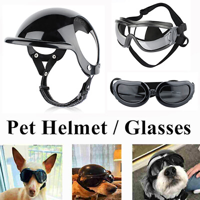 #ad Small Motorcycle Safety Helmet Glasses For Pet Dog Puppy Protect Bike Access❀ $6.43