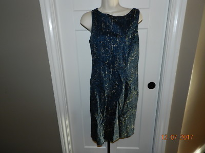 #ad Ann Taylor Blue Navy Cotton Spandex Sleeveless Dress Fully Lined Size 6 $24.99