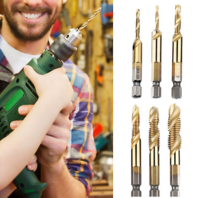 #ad 6pcs M3 m10 Tap Bits Stainless Effortless Composite Tap Drill Bit Kit High Speed $12.41