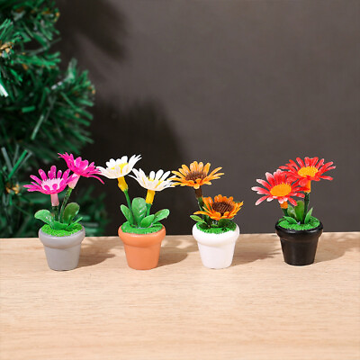 #ad 1 12 Dollhouse Miniature Sunflower Potted Dollhouse Potted Plants Decoration $1.39