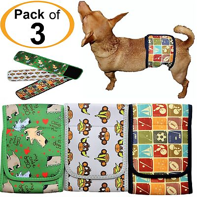 #ad PACK 3pcs Male Diapers Dog BELLY BANDS Wrap Reusable Washable NEOPRENE XXS XXXL $27.99