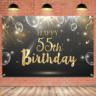 #ad 6x4ft Happy 55th Birthday Giltter Shinning Banner Backdrop 55 Years Old Bir... $19.98