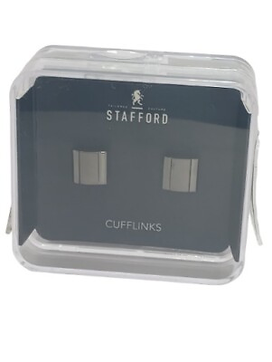 #ad New Stafford Cufflinks in Box Grey Polished Metal Stainless Sealed In Box $17.66