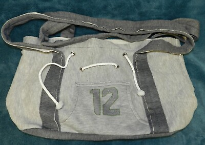 #ad NEW GRAY FLEECE TOTE BAG PURSE WITH #12 ON IT $15.99