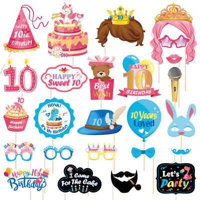 #ad 25pcs Birthday Photo Props Birthday Party Supplies Girls Birthday Party Favors $14.98