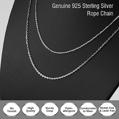 #ad 1.3 1.5mm Real Solid 925 Sterling Silver Women Necklace Italy Valentine#x27;s Day US $11.95