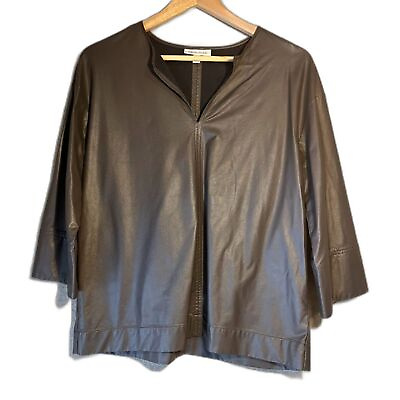 #ad Leather Stylish Lambskin Genuine Women Shirt Formal Tops Party Wear $140.00