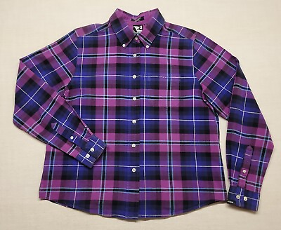 #ad Rockies Purple Plaid Womens Long Sleeve Button Shirt Size M 100% Cotton $9.50