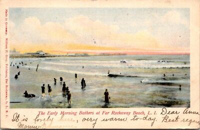 #ad Rockaway Long Island NY Early Morning 1906 Bathers at Far Rockaway Beach $5.59