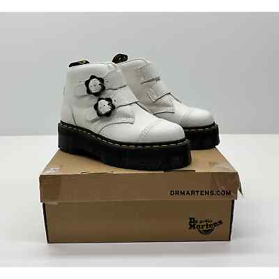 #ad Dr. Martens Women#x27;s Devon Flower Platform Boots White Size 7 NIB #09S $110.00