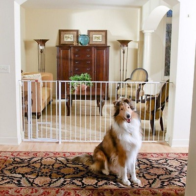 #ad #ad Pet Dog Gate Extra Tall Walk Through Built In Door Wall Mount System Stairway $94.38