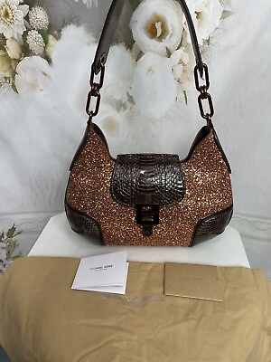 #ad Michael Kors Collection Medium Bancroft Shoulder Bag Glitter Python NWTS $1290 $799.00
