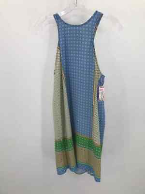 #ad Orange Blue Size Medium Short Sleeveless Dress $28.99