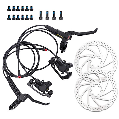 #ad E Bike Hydraulic Disc Brake Electric Bicycle Scooter Power Off Oil Brake Kit Set $58.89