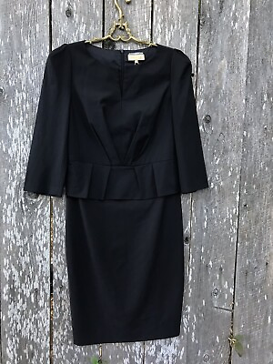 #ad NWT $705 PORTS Wool Black Sheath Party Work Office Peplum Dress Sz 4 New 6709⭐️ $85.00