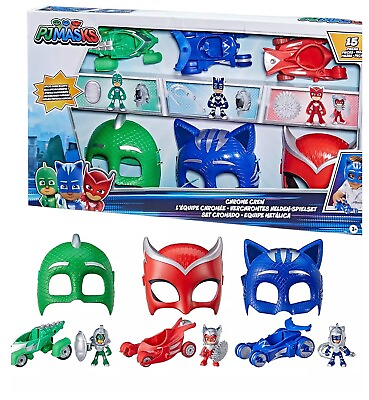 #ad PJ Masks Chrome Crew Pretend Play Toy Vehicle Set 15 pc Catboy Gekko Owlette $45.00