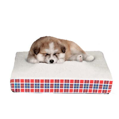 #ad Memory Foam Pet Bed for Small Dogs with Washable Cover Red Blue Plaid $22.07