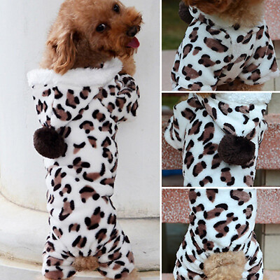 #ad #ad Dog Hoodie Leopard Printed Pet Puppy Clothes Jumpsuit Pajamas Outwear $9.33