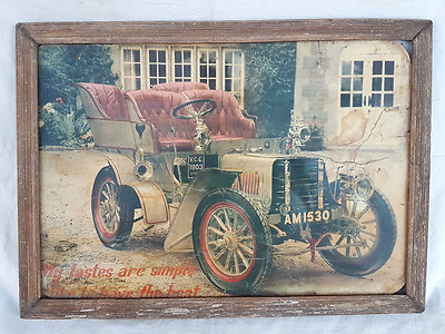 #ad Rare Old Vintage Litho Print Of Beautiful Highly Vintage Royal Car Wooden Frame $74.25