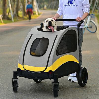 #ad Dog Stroller 4 Wheel Pet Stroller Cage Carriage Portable Travel Carrier Large US $109.91