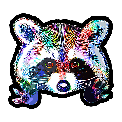 #ad Cute Baby Raccoon Colorful Trash Panda Sticker 3 Inch Decal $2.99