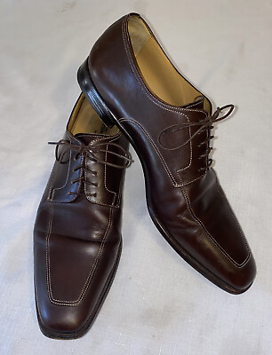#ad Santoni Santoni Mens Shoes Size 10.5 Apron Toe Oxfords 14156550 Brown MSRP$1800 $40.00