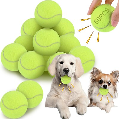 #ad 50 Pieces 2.5#x27;#x27; Dog Squeaky Tennis Balls for Pet Playing Medium Large Dogs Pu... $75.03