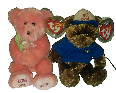 #ad Ty Beanie Baby Set DEAR DAD amp; MOM the Bears Hallmark Excl MINT with MINT TAGS $16.90