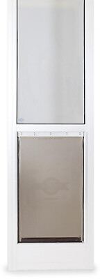 #ad Patio Pet Door Large Sliding Glass Panel Lockable Flap Aluminum Frame White $236.91