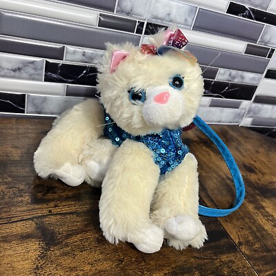 #ad POOCHIE amp; CO PLUSH WHITE CAT WITH Blue SEQUINED PURSE $5.99