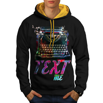 #ad Wellcoda Text Me Hippie Mens Contrast Hoodie Typing Casual Jumper GBP 30.99
