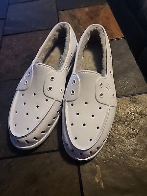 #ad Sperry A O Float Cozy Mens Size 12 White Slip On Faux Fur Inside Boat Shoes $32.90