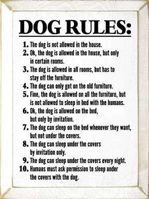 #ad Dog Rules Funny Wood Sign Walnut Stain $46.41