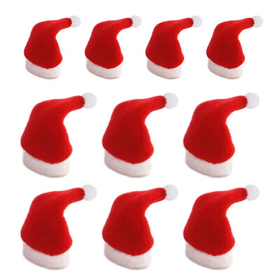 #ad 10Pcs Mini Santa Hats Christmas Lollipop Wine Bottles Tableware Cover DIY Decor $7.73