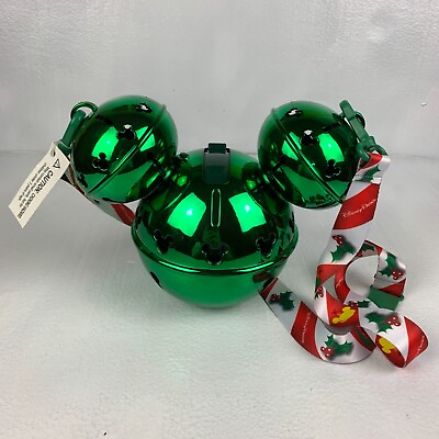 #ad Disney Parks Mickey Mouse Christmas Green Jingle Bell Light Up Sipper Lanyard $32.99