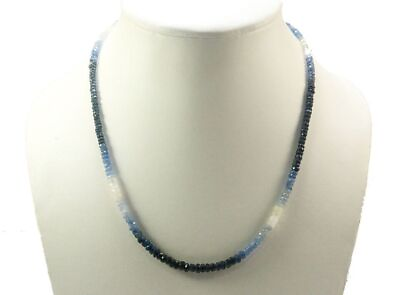 #ad A Brilliant Blue Sapphire Shaded 3 4mm Gemstone Faceted 18quot; Beaded Necklace $48.44