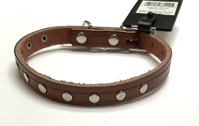 #ad 12quot; x 1 2quot; BROWN Studded Dog Collar Leather Double Extra Strength OBO PDQ Boss $11.69