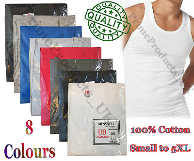 #ad 6 x Vest Men#x27;s 5 Star Executive Pure 100% Cotton Thin Gym Summer Assorted Colour GBP 16.50